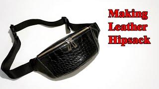 52 [Leather Craft] Making Leather Hip sack / 가죽 힙색 만들기 / Free Pattern