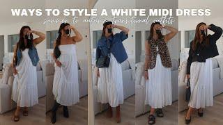 6 WAYS TO STYLE A WHITE MAXI/MIDI DRESS | summer to autumn transitional outfits | jessmsheppard