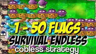 Plants vs Zombies - Cobless Strategy - Survival Endless 1 - 50 Flags