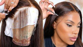 HOW TO PLUCK YOUR LACE WIG + WIG INSTALL  (CHOCOLATE BROWN HAIR)