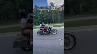 TheyknowYKTV does 2 up wheelies on Harley-Davidson