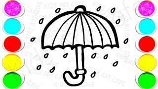 Umbrella Drawing, Painting and Coloring for Kids and Toddlers// How to Draw an Umbrella,2