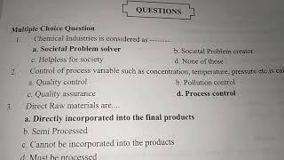 MCQ of industrial chemistry . important for exam .