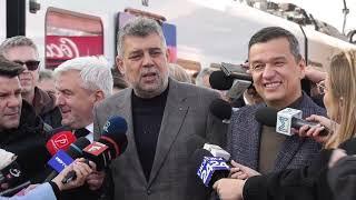 Declarații de presă susținute de Marcel Ciolacu și Sorin Grindeanu, Gara Brașov - 20.11.2024