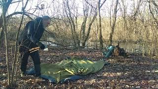 A night in the forest with a makeshift tent