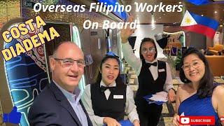 Costa Diadema. Meeting Filipino Crew on board. Little Philippines on a Cruise Ship. April 2023.