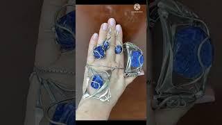 Космос!!! Камень содалит. Серебряные украшения в авангардном стиле. Циркон. Купон на скидку 0319