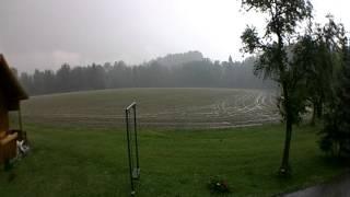 Hagel bis 4 cm Hagelunwetter 5 Min Mauerwolke Zeitraffer Pettenbach Österreich