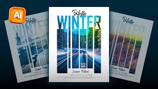 Modern Winter Poster design in Adobe Illustrator I Illustrator Tutorial I Winter Poster design