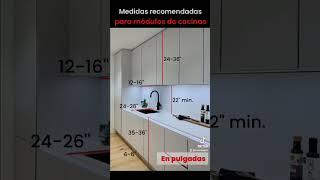 Medidas recomendadas para módulos de cocinas - pulgadas #shorts #cocinasmodernas #melamina