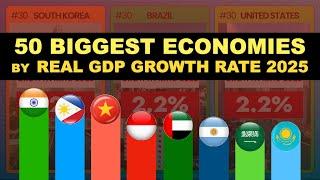 Top 50 Economies by Real GDP Growth Rate 2025 | Top 50 Largest Economies 2025 | Facts Nerd