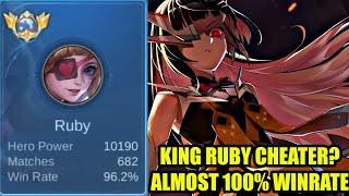 RAJA RUBY HAMPIR 100% winrate ini apakah cheater ga masuk akal winrate nya - top 1 global ruby mlbb