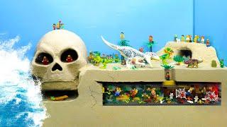 Lego Dam Breach Tsunami - Skull Sand Dam Collapse - Flood Dinosaur Island - Wave Machine & Sinkhole