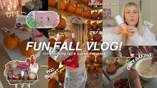 FALL VLOG: decor shopping, boo basket, dress to impress, & baking!