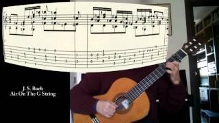 J. S. Bach "Air On The G String" (BWV 1068) one guitar with score and tab