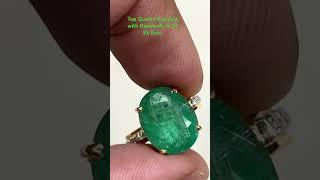 Emerald studded in Gold with Diamonds #gems #madaangems #cabochon #gemstone #healing #emerald #panna