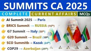 SUMMITS 2025 CURRENT AFFAIRS | SUMMIT 2024 | SUMMITS, VENUE, THEME | 2025 CURRENT AFFAIRS | MCQ