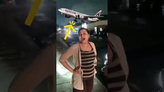  Her Reaction To A Qatar Airways Boeing 777-300ER - It's Huge - Mumbai Airport