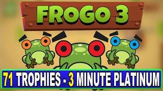 New Easy Platinum Game with 71 Trophies | Frogo 3 Quick Trophy Guide - PS4, PS5 - 3 Minute Platinum