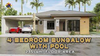 HOUSE DESIGN 4 Bedroom Bungalow with Pool | 235 sqm | Exterior & Interior Animation