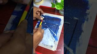 snowfall painting ️️️ || acrylic snowfall  painting ️ #snowfall #art#painting #acrylic #bridge