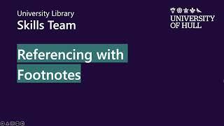 Using the footnotes style (University of Hull)