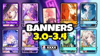 NEW UPDATE! CHARACTER BANNER ROADMAP FOR 3.0-3.4 ALONG WITH RERUNS - Honkai: Star Rail