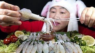 눈알까지 먹는 꼴뚜기회 리얼사운드 먹방 | ASMR *BABY SQUID SASHIMI* Eating Sounds Mukbang