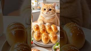 orange cat makes bread