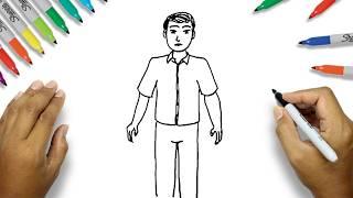 How to draw a man (EASY to follow) | How to draw people | How To Draw A Person for neuro exam