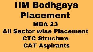 IIM Bodhgaya Placement MBA 23 All Sector wise Placement CTC Structure CAT Aspirants