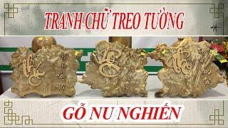 Tranh chữ treo tường gỗ nu nghiến PHÚC-LỘC-THỌ đẹp cỡ nhỏ giá rẻ - ĐỒ GỖ VĂN SÁU