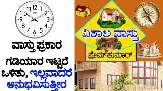 (60) ವಾಸ್ತು ಪ್ರಕಾರ ಗಡಿಯಾರ ಎಲ್ಲಿ ಇರಬೇಕು? | VISHALA VASTU | Kannada Vastu | Home Vastu  |  Remedies