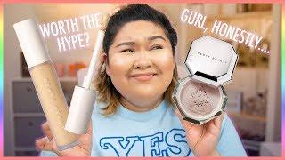 NEW FENTY BEAUTY CONCEALER AND SETTING POWDER FIRST IMPRESSIONS & REVIEW || JUST CHAB