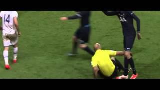 Howard Webb flattened by Lewis Holtby sliding tackle (Good Quality)