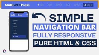 Simple navigation bar in html and css   | Responsive Navigation Menu CSS | MultiWebPress