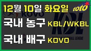 [국내 분석] 12월 10일 화요일 KBL WKBL KOVO 경기분석 #스포츠토토 #프로토 #승부식 #토토분석 #스포츠분석