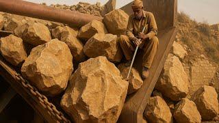 PLAYING with GIANT Rocks! ASMR Rock Quarry CRUSHING Operations - Primary Jaw Crusher in Action.