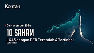 IHSG Turun, CEK 10 Saham LQ45 dengan PER Terendah & Tertinggi 4 November 2024 | KONTAN TV