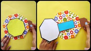 FLIP FLAP CARD FOR SCRAPBOOK/HIDE AND SEEK CARD/SCRAPBOOK IDEAS/OCTAGON CARD FOR PHOTO ALBUM