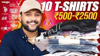 TOP 10 Branded T-Shirts From ₹500 for College  H&M, Roadster Men T-Shirts Haul 2024 | ONE CHANCE