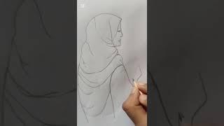 how to draw most beautiful Islamic girl sketch, Mr sketch art 
