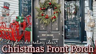 CHRISTMAS FRONT PORCH 2024 | DIY OUTDOOR DECORATIONS & LIGHTS | OUTSIDE CHRISTMAS DECORATING IDEAS