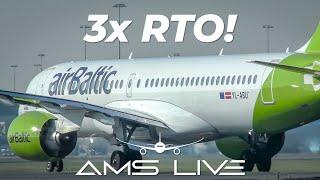 3x rejected takeoff | Air Baltic A220 | Amsterdam to Riga