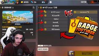 1 vs 6  Impossible Clutches With V Badge Youtubers  || CS || Garena Free Fire