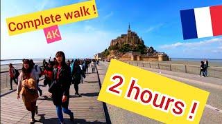 ⁴ᴷ Walking Mont-Saint-Michel, French Medieval Abbey, Normandy, France 4K 