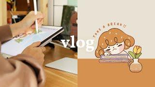 Illustrator’s Daily Vlog | working in cafe, draw with me | Studio Vlog