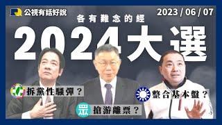 2024大選剛起步！綠藍白各有難念的經？賴拆黨性騷彈？侯整合基本盤？柯搶游離票？（公共電視－有話好說）