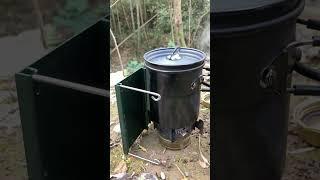 Brewing a cup of coffee in the forest is a delightful experience.