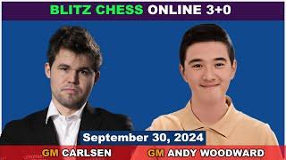 Magnus Carlsen vs Andy Woodward | Blitz Chess 3+0 | ChessCom | September 30, 2024